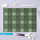 Green Plaid With Fir Tree Shapes Christmas Pattern Tissuepapier (Craft)