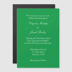 Green Plain Simple Magnetic Wedding Invitation Magnetische Uitnodiging