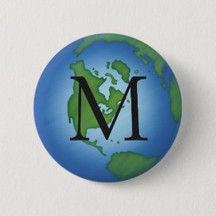 Green Planet Earth Environmental Monogramed Ronde Button 5,7 Cm