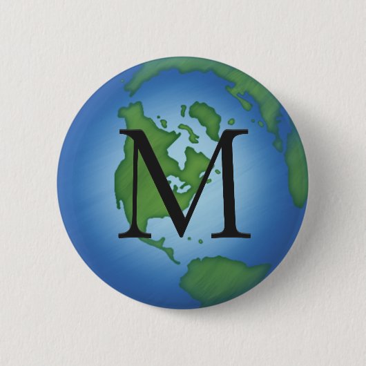 Green Planet Earth Environmental Monogramed Ronde Button 5,7 Cm (Voorkant)
