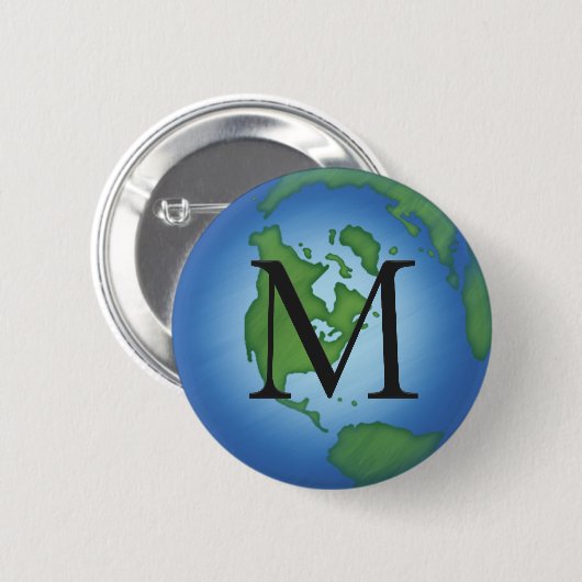 Green Planet Earth Environmental Monogramed Ronde Button 5,7 Cm (Voorkant /achterkant)
