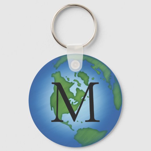 Green Planet Earth Environmental Monogramed Sleutelhanger (Voorkant)