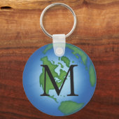 Green Planet Earth Environmental Monogramed Sleutelhanger (Voorkant)