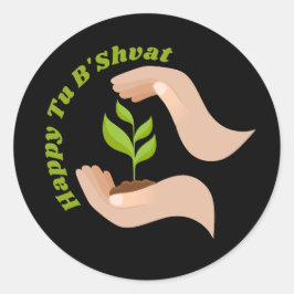 Green Planting Happy Tu B'shvat / Bishvat Ronde Sticker