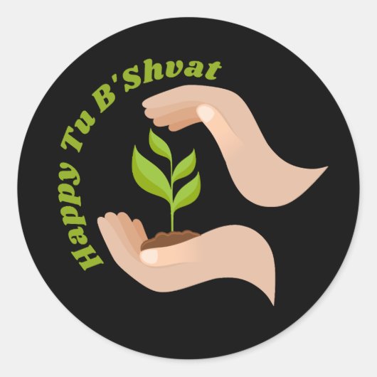 Green Planting Happy Tu B'shvat / Bishvat Ronde Sticker (Voorkant)