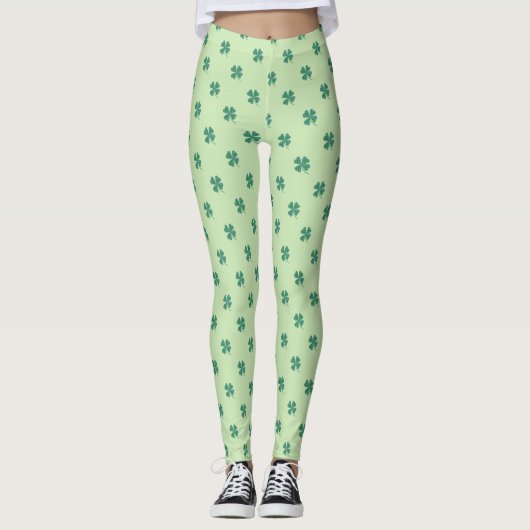 Green Play Shamrock 4-Leaf Clover Pattern Legging (Voorkant)