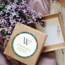 Green Poinsettia Kerstmis Floral Monogram Adres