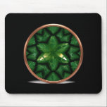 Green Pointed Star Fractal With Copper Frame Muismat<br><div class="desc">Green Pointed Star Fractal With Copper Frame - Mouse Pad
Black Background</div>