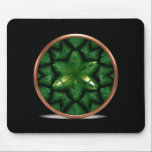 Green Pointed Star Fractal With Copper Frame Muismat<br><div class="desc">Green Pointed Star Fractal With Copper Frame - Mouse Pad
Black Background</div>