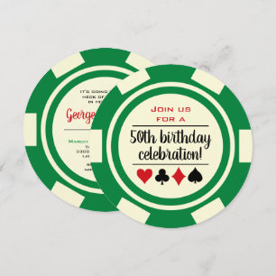 Green Poker Chip Casino Las Vegas Birthday Kaart