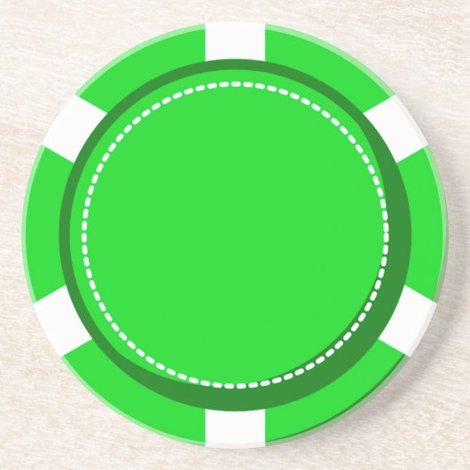 Green Poker Chip Sandstone Onderzetter (Voorkant)