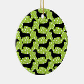 Green Polka Dachshunds Keramisch Ornament (Rechts)