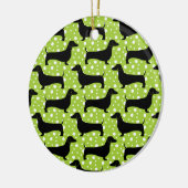 Green Polka Dachshunds Keramisch Ornament (Links)