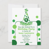 Green Polka Dot Birthday Party Pet Invite Kaart (Voorkant)