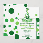 Green Polka Dot Birthday Party Pet Invite Kaart (Voorkant / Achterkant)
