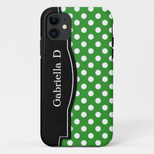 Green Polka Dot Black Lijst iPhone 5 hoesje