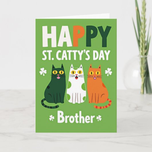 Green Polka Dot Cats Day Card Kaart (Voorkant)