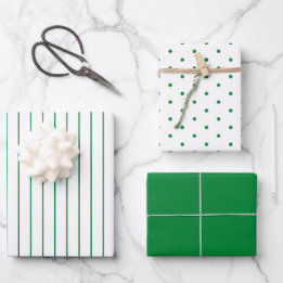 Green Polka Dot en Striped en Solid Inpakpapier Vel