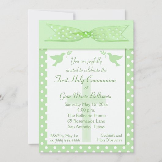 Green Polka Dot First Kaart (Voorkant)