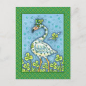 GREEN POLKA DOT FLAMINGO, FUNNY ST. PATRICK'S DAG FEESTDAGENKAART (Voorkant)