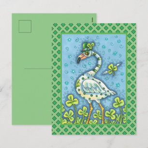 GREEN POLKA DOT FLAMINGO, FUNNY ST. PATRICK'S DAG FEESTDAGENKAART