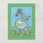 GREEN POLKA DOT FLAMINGO, FUNNY ST. PATRICK'S DAG FEESTDAGENKAART (Voorkant)