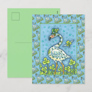 GREEN POLKA DOT FLAMINGO, FUNNY ST. PATRICK'S DAG FEESTDAGENKAART