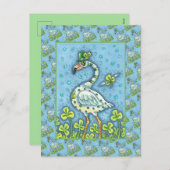 GREEN POLKA DOT FLAMINGO, FUNNY ST. PATRICK'S DAG FEESTDAGENKAART (Voorkant / Achterkant)