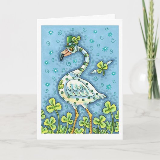 GREEN POLKA DOT FLAMINGO, FUNNY ST. PATRICK'S DAG KAART (Voorkant)