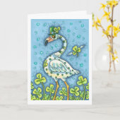 GREEN POLKA DOT FLAMINGO, FUNNY ST. PATRICK'S DAG KAART (Gele Bloem)