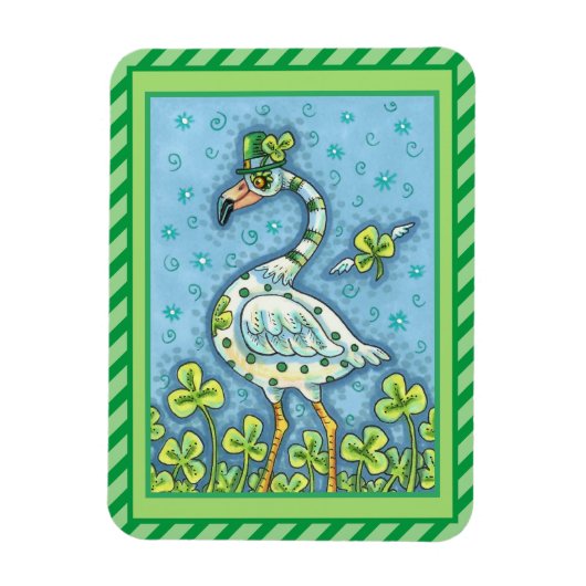 GREEN POLKA DOT FLAMINGO, FUNNY ST. PATRICK'S DAG MAGNEET (Verticaal)