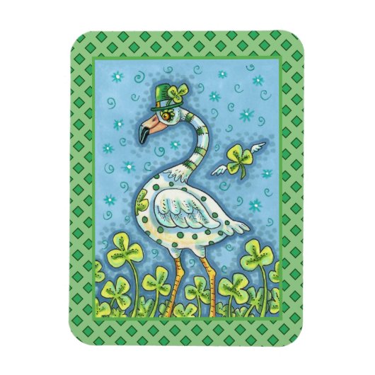 GREEN POLKA DOT FLAMINGO, FUNNY ST. PATRICK'S DAG MAGNEET (Verticaal)
