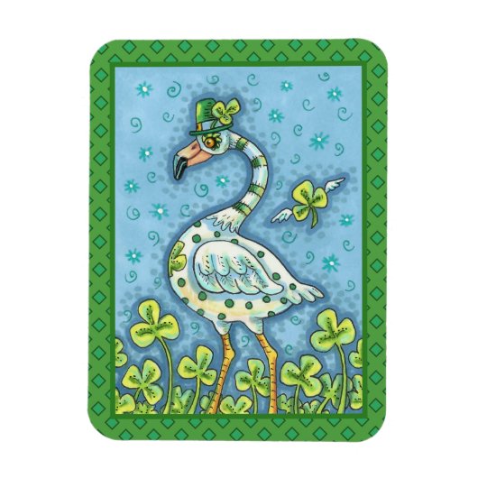 GREEN POLKA DOT FLAMINGO, FUNNY ST. PATRICK'S DAG MAGNEET (Verticaal)
