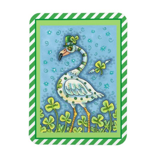 GREEN POLKA DOT FLAMINGO, FUNNY ST. PATRICK'S DAG MAGNEET (Verticaal)