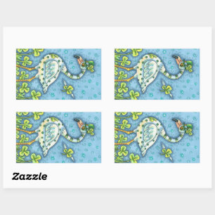 GREEN POLKA DOT FLAMINGO, FUNNY ST. PATRICK'S DAG RECHTHOEKIGE STICKER