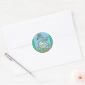 GREEN POLKA DOT FLAMINGO, FUNNY ST. PATRICK'S DAG RONDE STICKER (Envelop)