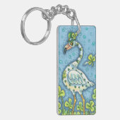 GREEN POLKA DOT FLAMINGO, FUNNY ST. PATRICK'S DAG SLEUTELHANGER (Voorkant Links)