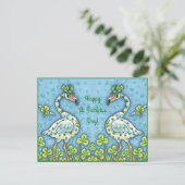 GREEN POLKA DOT FLAMINGOS, FUNNY ST. PATRICK'S DAG FEESTDAGENKAART (Staand voorkant)