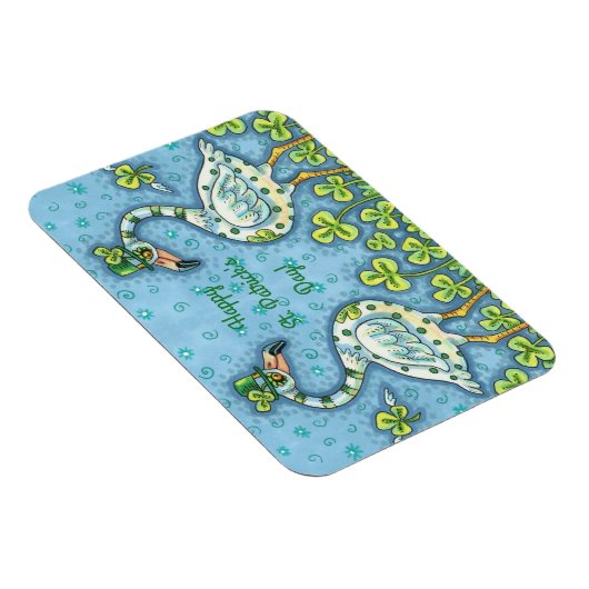 GREEN POLKA DOT FLAMINGOS, FUNNY ST. PATRICK'S DAG MAGNEET (Rechterzijde)