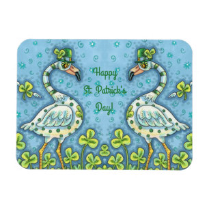 GREEN POLKA DOT FLAMINGOS, FUNNY ST. PATRICK'S DAG MAGNEET