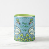 GREEN POLKA DOT FLAMINGOS, FUNNY ST. PATRICK'S DAG MOK (Midden)
