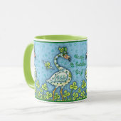 GREEN POLKA DOT FLAMINGOS, FUNNY ST. PATRICK'S DAG MOK (Voorkant links)
