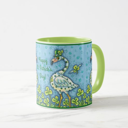 GREEN POLKA DOT FLAMINGOS, FUNNY ST. PATRICK'S DAG MOK (Voorkant rechts)