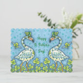 GREEN POLKA DOT FLAMINGOS, ST. PATRICK'S DAG Vat Feestdagenkaart (Staand voorkant)