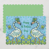 GREEN POLKA DOT FLAMINGOS, ST. PATRICK'S DAG Vat Feestdagenkaart (Voorkant / Achterkant)