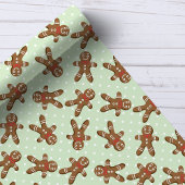 Green Polka Dot Gingerbrood Man Kerstmis Cadeaupapier