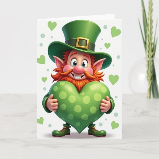 Green Polka Dot Heart Card Kaart (Voorkant)