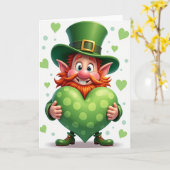 Green Polka Dot Heart Card Kaart (Gele Bloem)