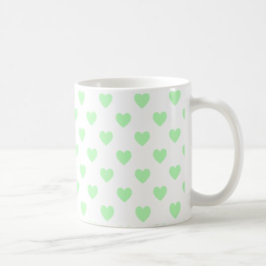Green Polka Dot Hearts Koffiemok (Rechts)