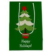 Green Polka Dot kerstboom Medium Cadeauzakje (Achterkant)